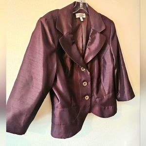 90's Brown Lightweight Cropped Dupioni Blazer Size 14 by Gabriella Skye